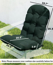 Outdoor Adirondack Chair Cushions Set of 2, Tufted High Back Patio Chair Cushions, Dark Green