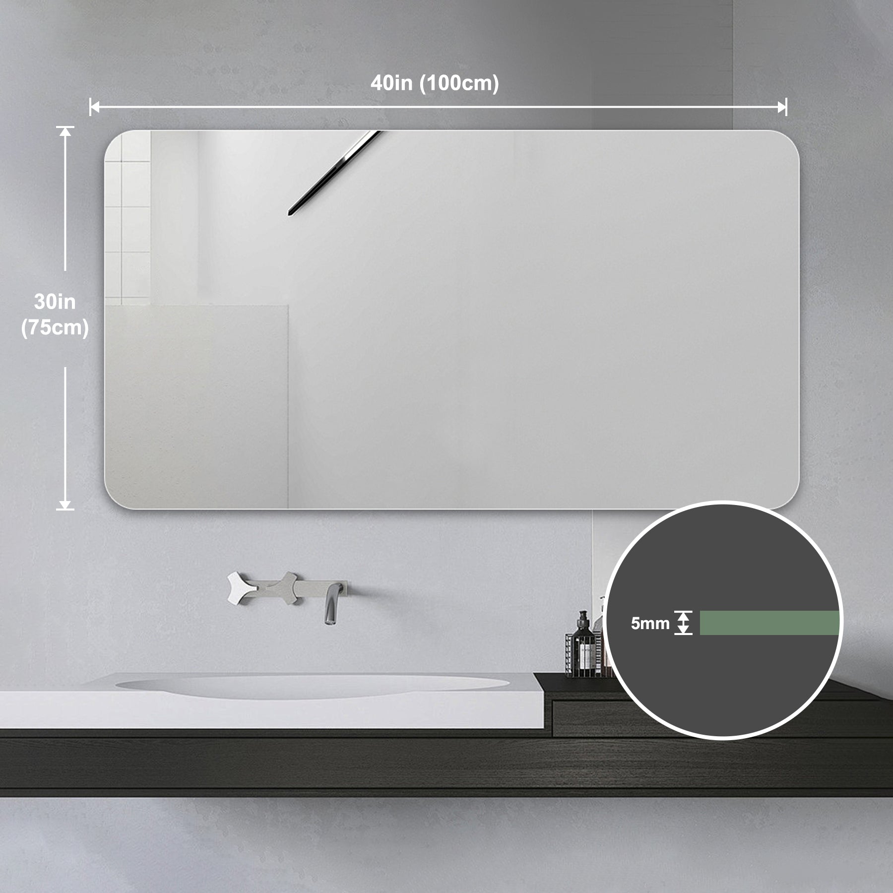 Bathroom Vanity Mirror , Wall-Mounted Mirror For Bathroom Anti-Fog Waterproof