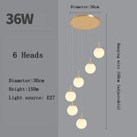 Stairs Modern Nordic LED Glass Chandelier Loft Duplex Living Room Lamp Hotel Lobby Long Chandelier Home Decorative Lighting