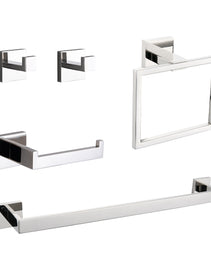5-Piece SUS304 Bathroom Set Towel Bar  Ring Hooks  TP Holder, Brushed Finish