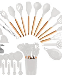 35Pcs Kitchen Cooking Utensils Set Spatula Set Baking Utensil Set Kitchen Accessories Necessities With Holder Egg Whisk Separator Tong Turner Spoons Cups