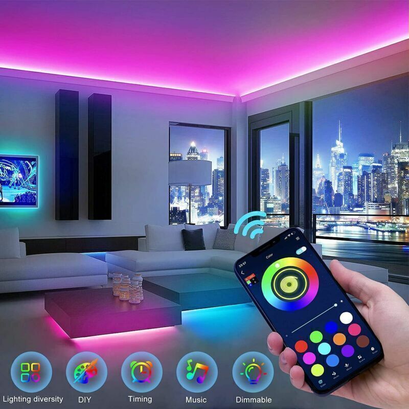 BRAND NEW 5050 RGB LED Strip Bluetooth Remote Lights TV Back Lights For Bar Room - CJDS