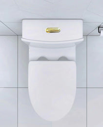 Elongated One-Piece Toilet – Modern White Porcelain Bathroom Toilet
