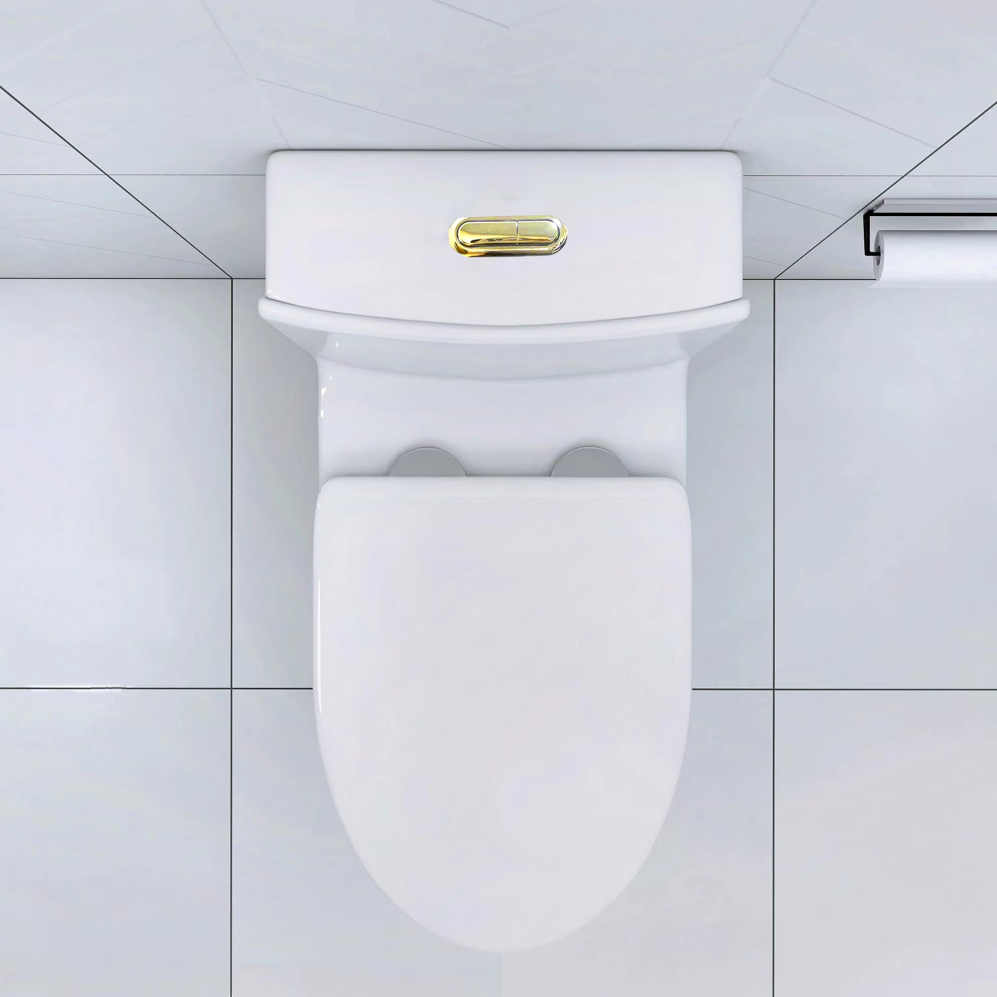 Elongated One-Piece Toilet – Modern White Porcelain Bathroom Toilet