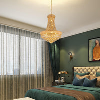 Gold Crystal Chandeliers for Dining Room，12-Lights D22 Inch
