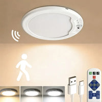Motion Sensor LED Ceiling Light Remote Control Dimmable Body Sensor Light Automatic Rechargeable Motion Activated Light Closet