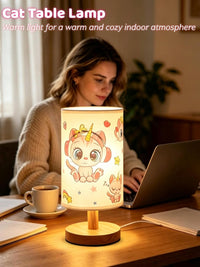 Kids Table Lamp,Cute Kitty Lamp for Bedroom Girls Decorative Bedside Lamps