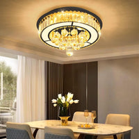 24" Modern Crystal Dimmable Chandeliers for Living Room LED Chandeliers Flush Mount Ceiling Light Fixture Dining Room Bedrooms Silver