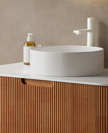 14 Bathroom Sink, Round Vessel Ceramic Basin Without Faucet, NO Cabinet, White