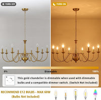 35" Gold Chandeliers for Dining Room Light Fixture Brass Chandelier