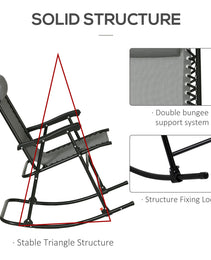 Outdoor Rocking Chair Set Of 2, Patio Folding Lawn Rocker Set With Headrests For Yard, Patio, Deck, Backyard, Gray
