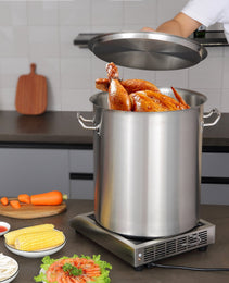Stainless Steel Stockpot, 42 Quart Large Cooking Pots, Multipurpose Cookware Sauce Pot With Lid & Handle, Heavy Duty Commercial Grade Stock Pot, Sanding Treatment, For Large Groups Events Silver