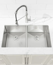33'x19' Embedded Double Bowl Kitchen Sink, Undermount Handmade Sink In Brushed - Sink Only - Unable Ship Weekends, TK And TEMU Only For Pickup
