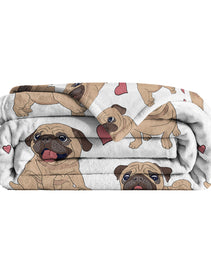 1pc Cute Cartoon Lapdog Heart Pattern Cute Pet Style Soft And Skin Friendly Blanket Cover Blanket Casual Blanket