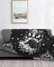 Gothic Mysterious Halloween Witch Flannel Blanket