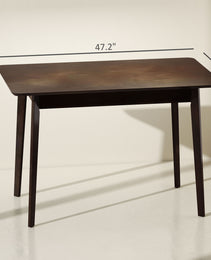47.2" Rectangle Dining Table for 4, Mid-Century Modern Kitchen Table with Rubber Wood Frame for Dining Room, Mahogany