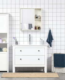 24.75" x 25.5" Bathroom Medicine Cabinet with Mirror, Storage Shelf, Over Toilet Bathroom Cabinet Wall Mounted for Living Room and Laundry Room, White