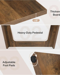 70.87-Inch Executive Computer Desk: Large Home Office Desk With Solid Wooden Pedestal, Industrial Wood Study Writing Table