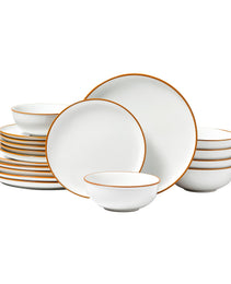 18 PCS Dinnerware Set Ceramic Plates And Bowls Sets Service For 6 White