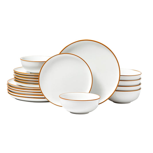 18 PCS Dinnerware Set Ceramic Plates And Bowls Sets Service For 6 White