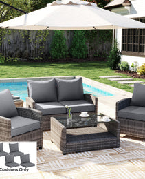 8 Patio Chair Cushions With Seat & Backrest, Fade Resistant Seat Replacement Cushion Set, Gray