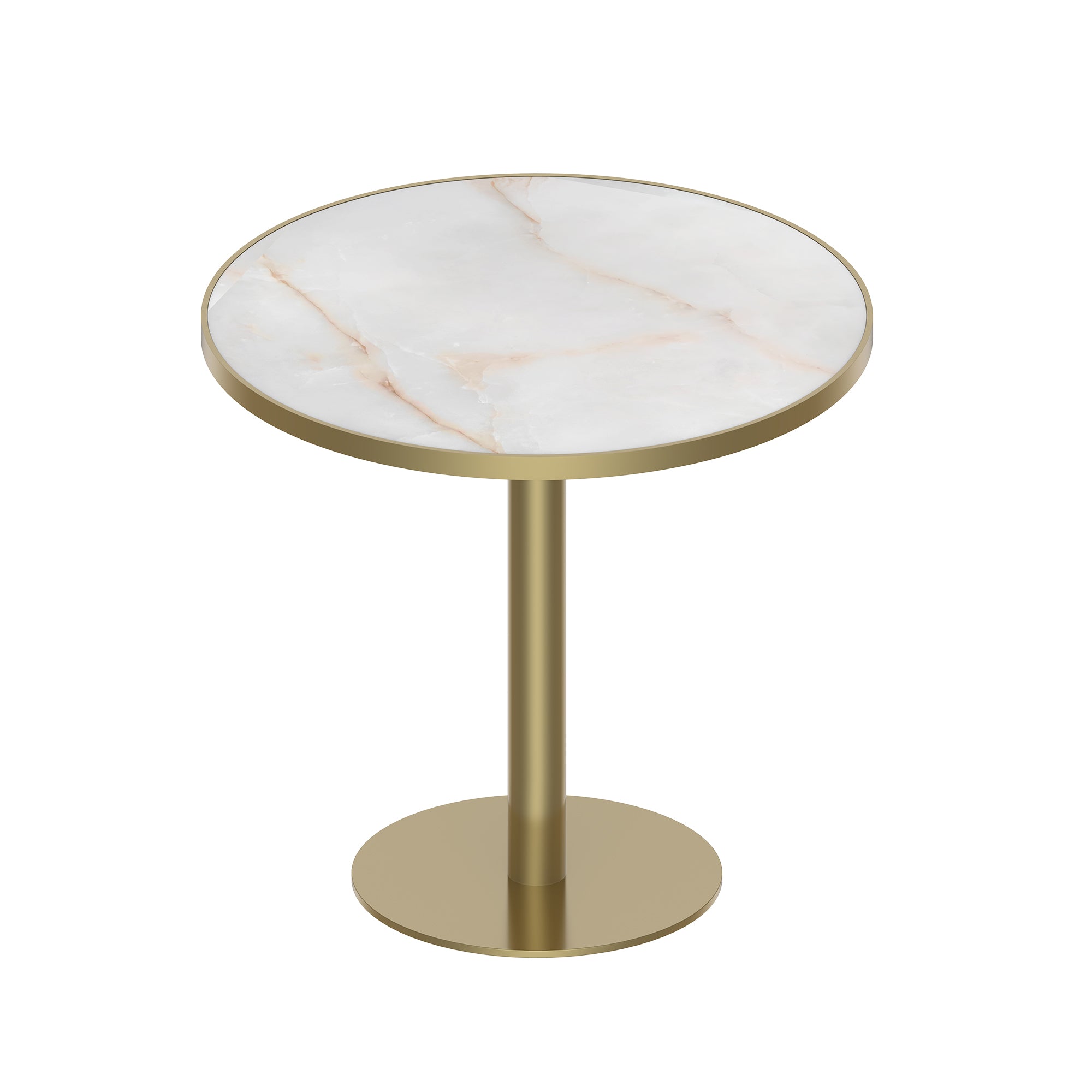 Round Modern Dinning Table 31.5 Inches Bistro Table Tulip Table With Faux Marble Top,Easy Assemble,Sturdy Metal Frame Diameter