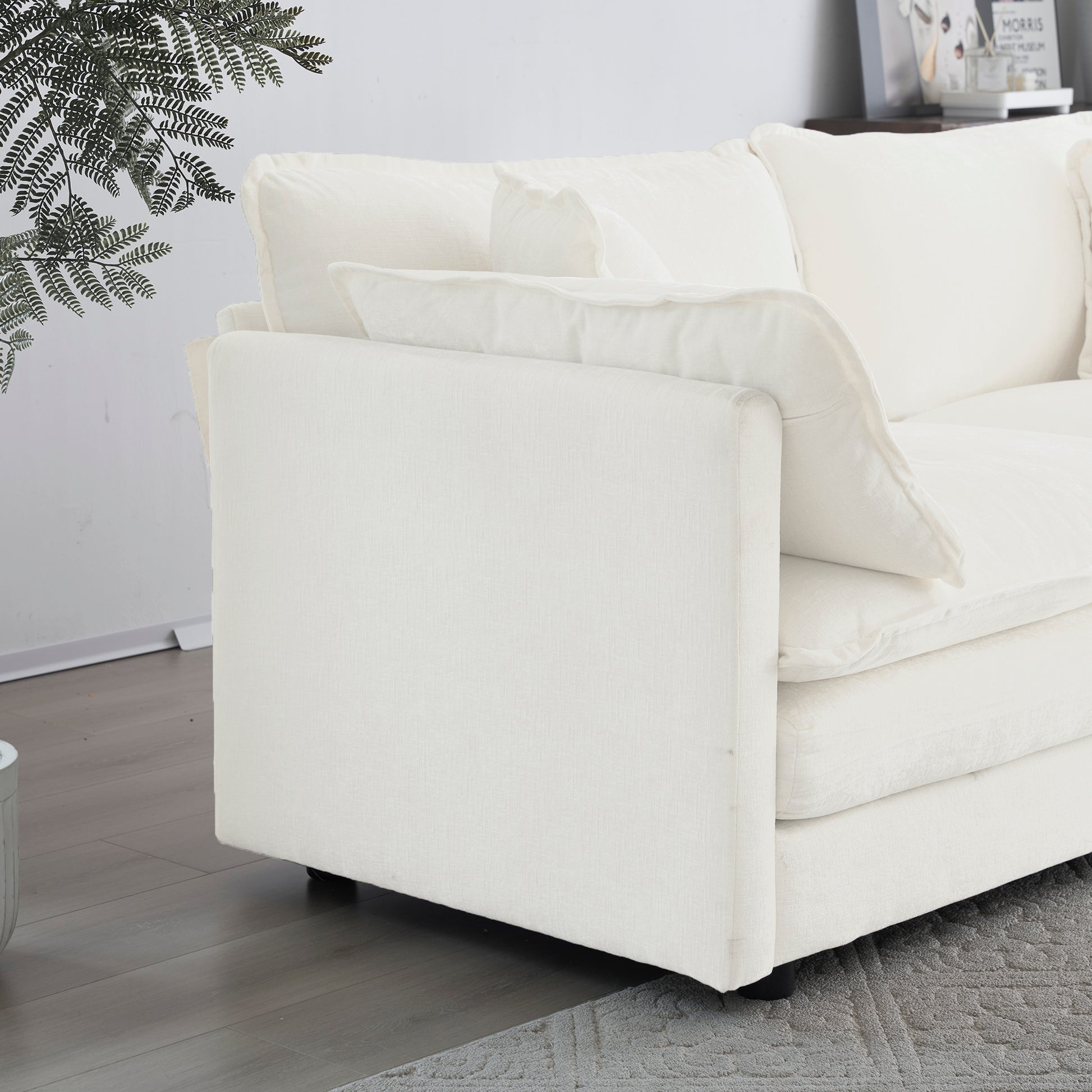 2 - Piece Living Room Set , 2 Pieces Upholstered Loveseat And Couch For Home Office Lounge,  Sofa Set Of 2, 2-Piece 2-2 Seat Couch Set For Living Room ,White Chenille