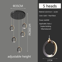 Duplex Staircase Lamp Long Chandelier Black Gold Modern Minimalist Light Luxury Creative Lighting Villa Loft Living Room Rng