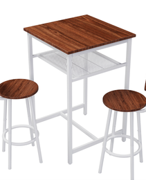 Bar Table, Equipped With 2 Bar Stools , With Backrest And Partition