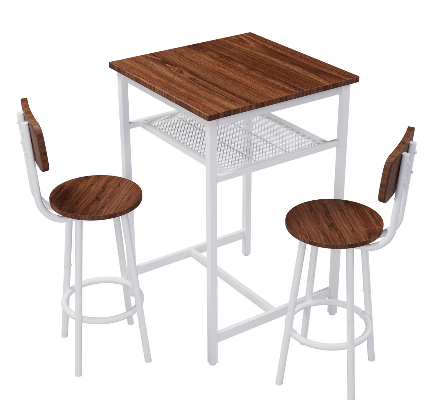 Bar Table, Equipped With 2 Bar Stools , With Backrest And Partition