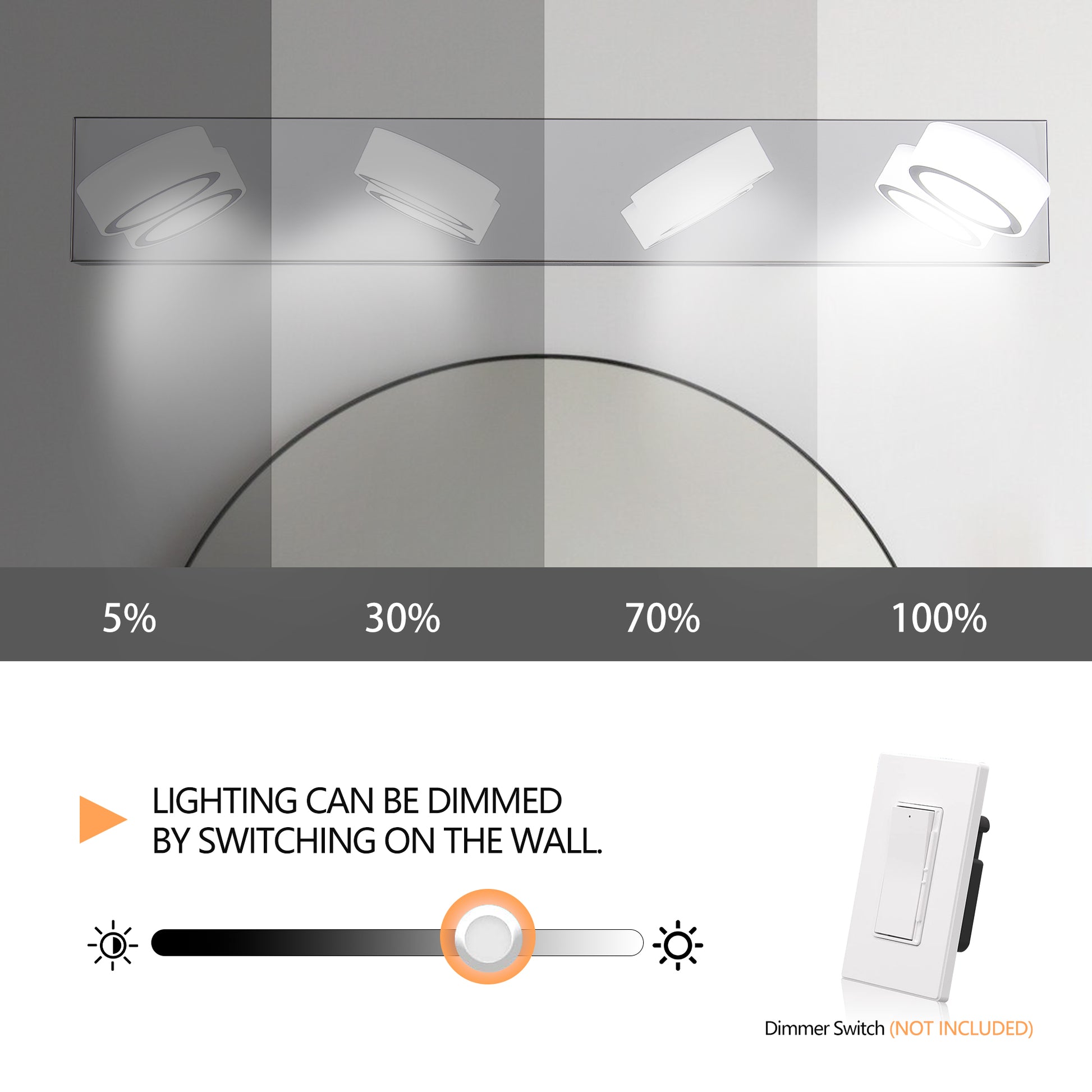 29  Modern 4-Light LED Vanity Light, Sleek Chrome Bathroom Wall Light Fixture For Mirror, Shower, And Bathroom Decor