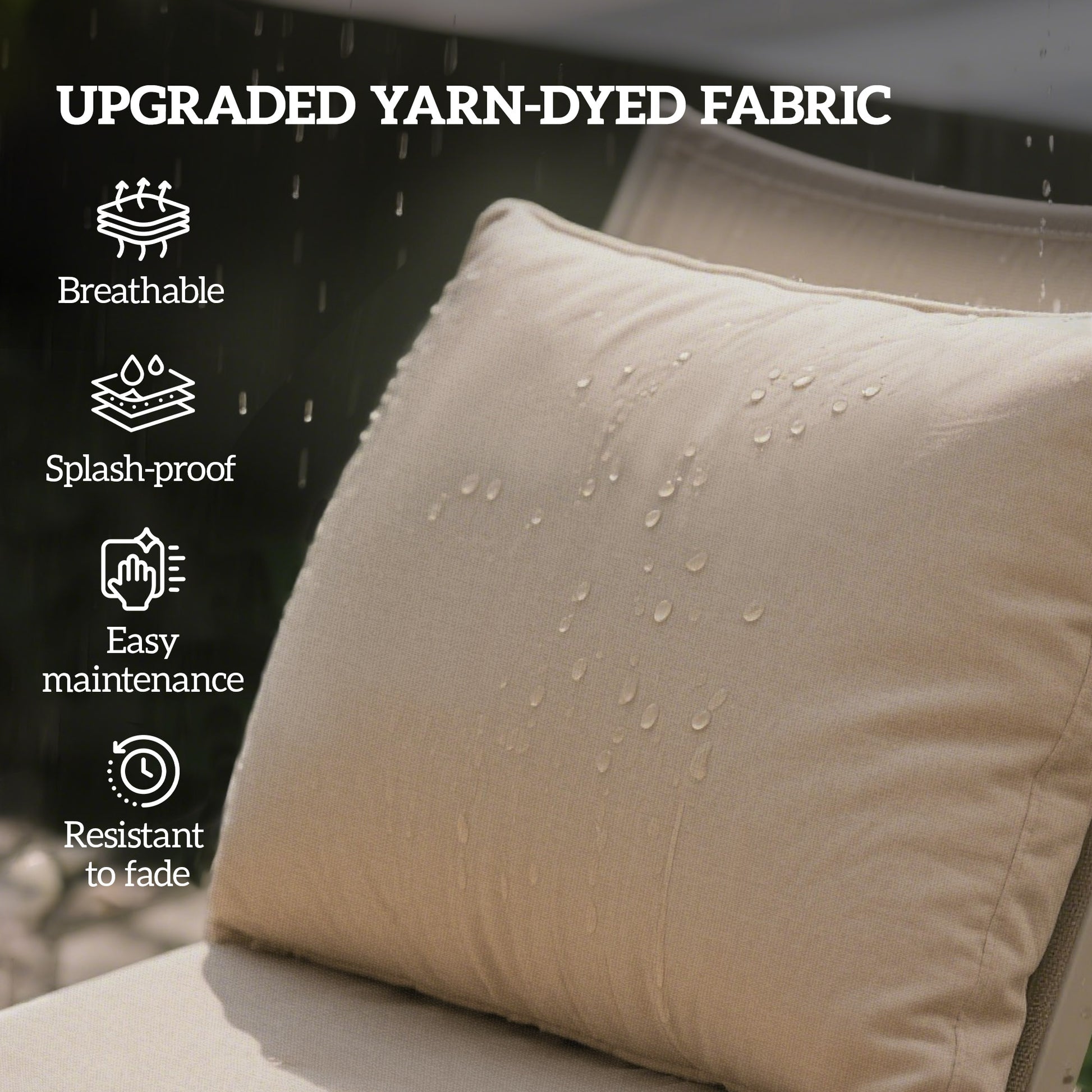 4 Patio Chair Cushions With Seat & Backrest, Fade Resistant Seat Replacement Cushion Set, Beige