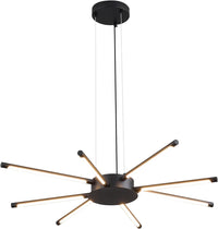35.43 Inches Modern Sputnik Chandelier 8 Light Dining Room Light Fixture LED Dimmable Pendant Light with Remote Control Black Chandeliers for Living Room Kitchen Bedroom