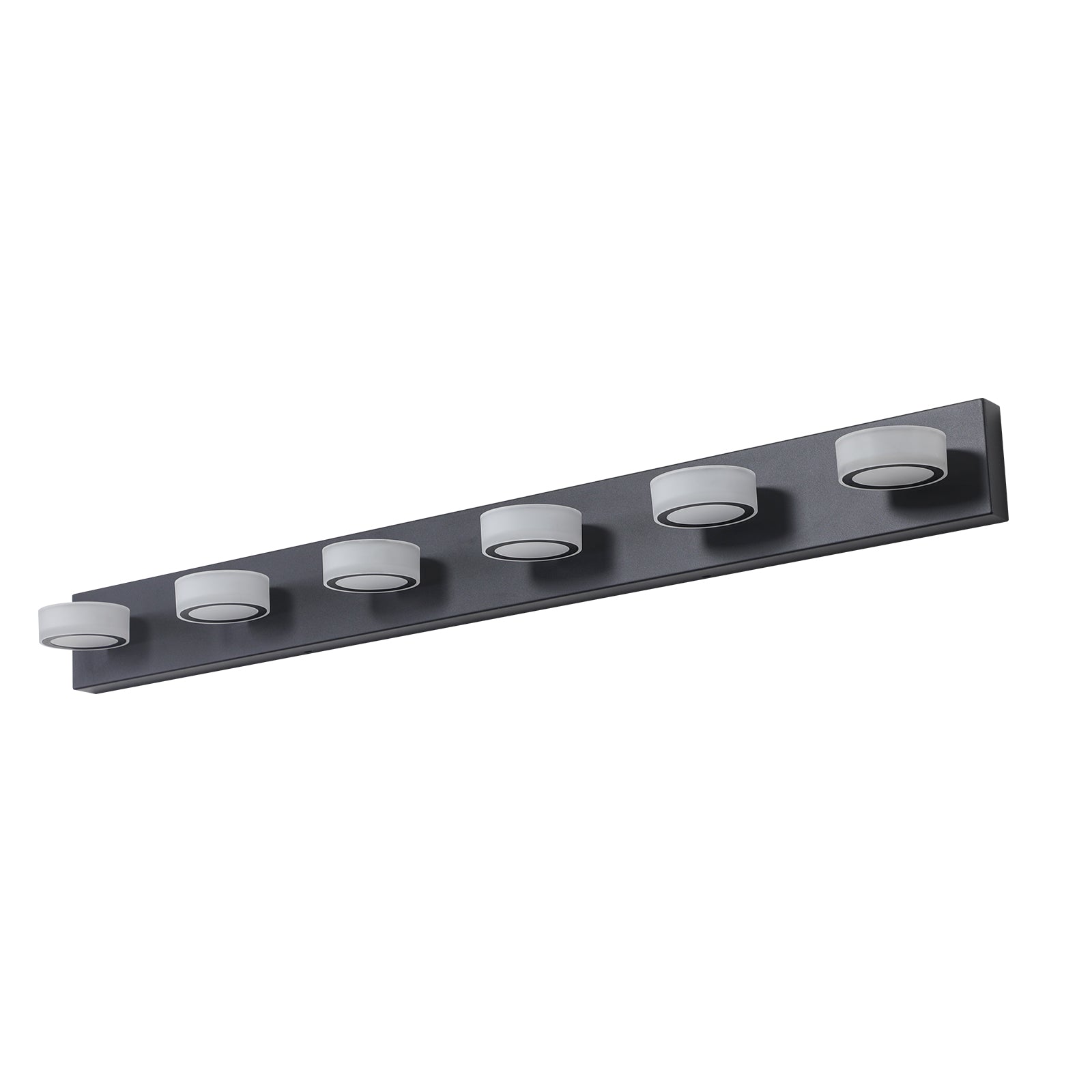 45in  Modern 6-Light LED Vanity Light, Sleek Black Bathroom Wall Light Fixture For Mirror, Shower, And Bathroom Decor