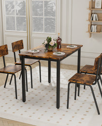 5-Piece Dining Table Set With 4 Chairs, 43  Kitchen Table & Chairs Set For 4, Dining Room Table With Metal Frame & MDF Board, Perfect For Small Space, Easy Clean