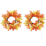 2 Pcs 9.8 Inch Fall Candle Rings Wreaths Candlestick Decorative Rattan Garland Maple Leaf Berries Sunflowers Candle Rings Autumn Wedding Parties Centerpieces - CJDS - FC