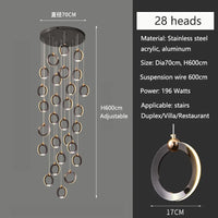 Duplex Staircase Lamp Long Chandelier Black Gold Modern Minimalist Light Luxury Creative Lighting Villa Loft Living Room Rng