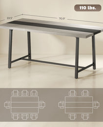 Industrial Kitchen Table for 8 People, 70.9" Long Dining Table with Large Tabletop and Steel Legs for Dining Room, Gray