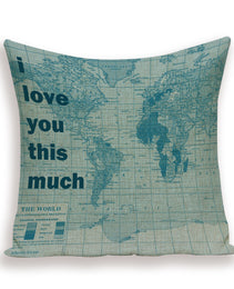 New Retro Toss Pillow Case European World Map Cushion Cover Seat Sofa Covers Morocco Linen House Home Decor Throw Pillows Cases