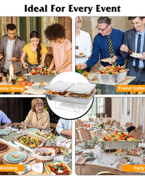 Set Of 42Pcs Disposable Chafing Dish Buffet Set Chafing Servers With Covers Spoons Forks Tongs Full-Size Pans Food Warmers For Parties Events Catering Supplies With Utensils And Lids GPCT5373