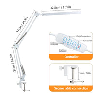 Eye-Caring LED Folding Metal Desk Lamp  Adjustable  Brightness Levels Flexible Rotating Lamp Head for Home Reading PC