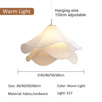White Fabric Pendant Lamp LED Nordic Minimalist Flower Double-layer Chandelier Bedroom Living Dining Room Decor Pendant Light
