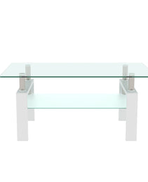 Rectangle Glass Coffee Table, Clear Coffee Table, Modern Side Center Tables For Living Room, Living Room Furniture