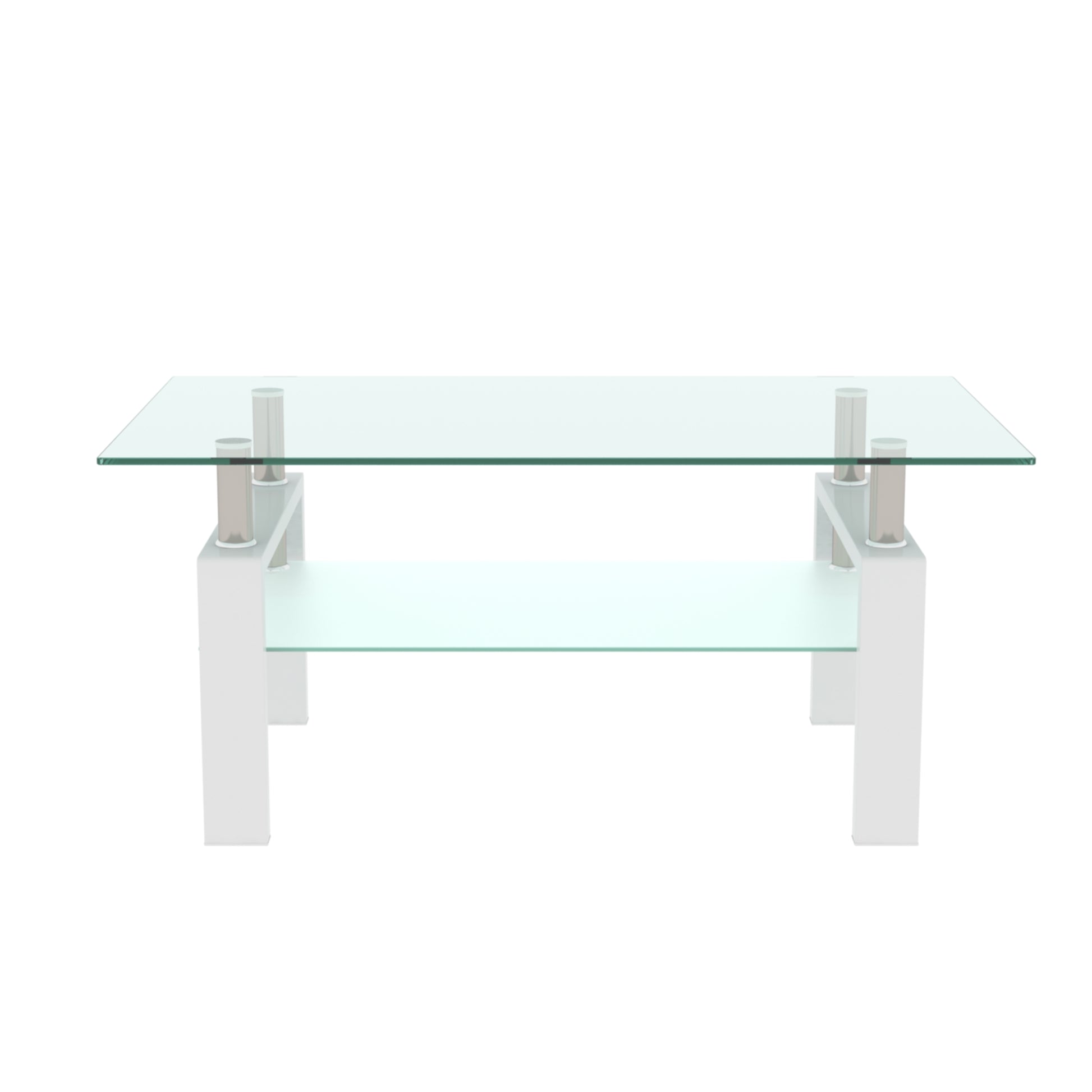 Rectangle Glass Coffee Table, Clear Coffee Table, Modern Side Center Tables For Living Room, Living Room Furniture