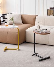 White C-shaped Side Table, Small Sofa Table For Cough, Bederoom