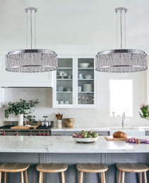 Modern Crystal Chandelier 19 Inches Aluminum Iron Round Ceiling Light Flush Mount Ceiling Light Fixture For Kitchen Island Dinning Bedrooms And Hallway   Bulb Not Included