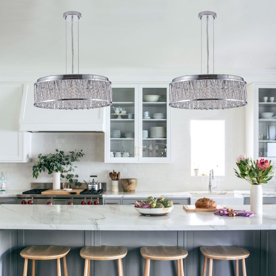 Modern Crystal Chandelier 19 Inches Aluminum Iron Round Ceiling Light Flush Mount Ceiling Light Fixture For Kitchen Island Dinning Bedrooms And Hallway   Bulb Not Included