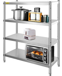 Stainless Steel Shelving 46.8x18.5 Inch 4 Tier Adjustable Shelf Storage Unit Stainless Steel Heavy Duty Shelving For Kitchen Commercial Office Garage Storage 330lb Per Shelf