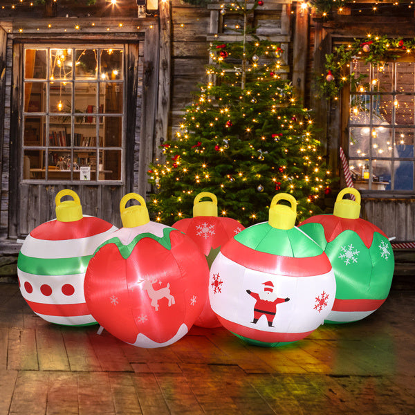 6.9ft, Five Christmas Balls, Five LED Lights, Bundle Pocket, Christmas Inflatable Decoration - CJDS - CC