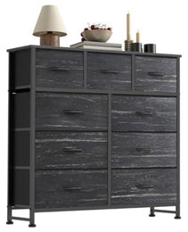 Tall Dresser Fabric Storage Tower ,Wooden Top For Kid Room, Closet, Entryway, Nursery